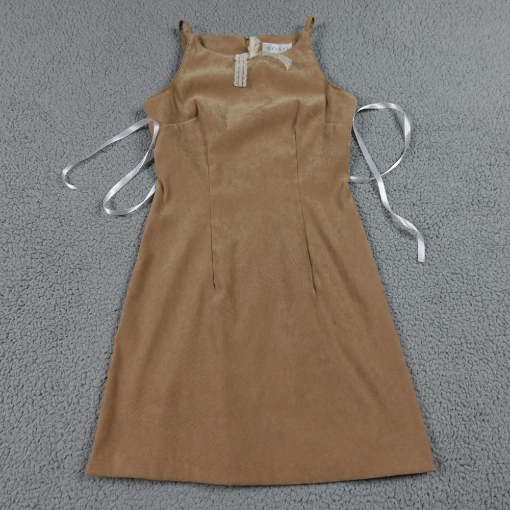 VTG Y2K XOXO Mini Slip Dress Womens Small Faux Suede Sleeveless Fairy Cottage